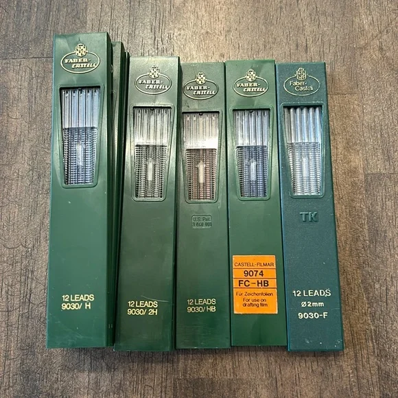 Vintage Faber-Castell Drawing Leads 9030/H, 9030/2H, 9030/HB, FC-HB, 9030-F - Picture 1 of 4